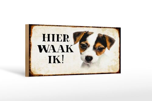 Holzschild Spruch 27x10cm holländisch Hier Waak ik Jack Russell Terrier Puppy