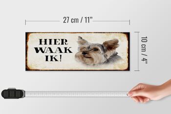 Panneau en bois indiquant 27x10cm Dutch Here Waak ik Yorkshire Terrier dog 4