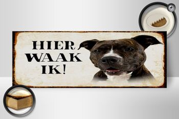 Panneau en bois disant 27x10cm Dutch Here Waak ik Pitbull Terrier 2