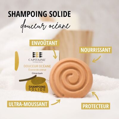 “Douceur Océane” E solid shampoo - Normal hair - 85g - with Citrus toning and abundant foam.