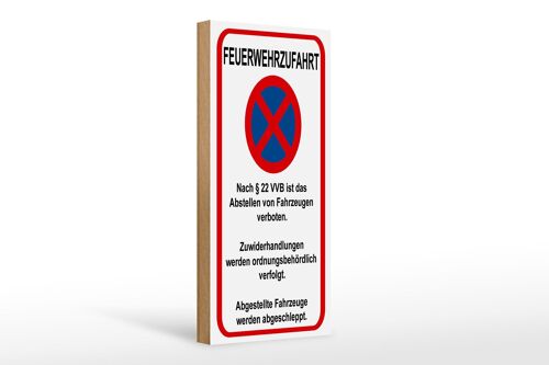 Holzschild Hinweis 10x27cm Feuerwehrzufahrt nach §22VVB