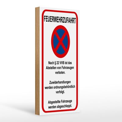 Holzschild Hinweis 10x27cm Feuerwehrzufahrt nach §22VVB