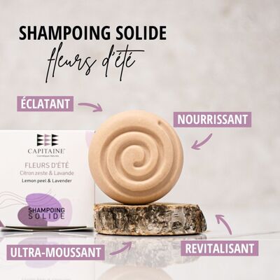 Shampoing solide « Fleurs d'Été »  ETUIS - Cheveux secs, colorés, blancs  - 85g BEST OF de la marque. Ultra Moussant