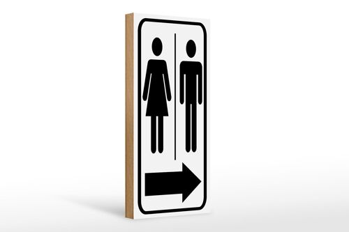 Holzschild Hinweis 10x27cm Toilettenfiguren Pfeil rechts