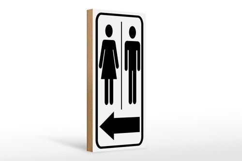Holzschild Hinweis 10x27cm Toilettenfiguren Pfeil links