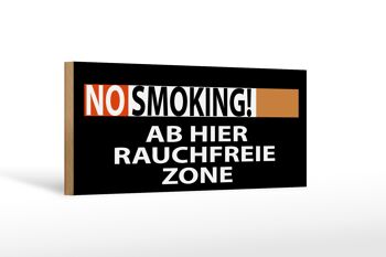 Panneau en bois 27x10cm Interdiction de fumer Zone sans fumée 1