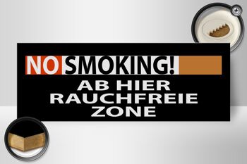 Panneau en bois 27x10cm Interdiction de fumer Zone sans fumée 2