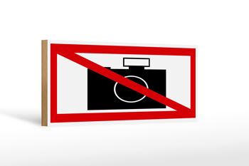 Panneau d'avertissement en bois 27x10cm Photographie interdite 1