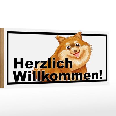 Holzschild Spruch 27x10cm Herzlich Willkommen Hunde