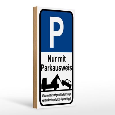 Señal de estacionamiento de madera Señal de estacionamiento de 10x27 cm con permiso de estacionamiento