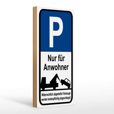 Señal de estacionamiento de madera Señal de estacionamiento de 10x27 cm solo para residentes