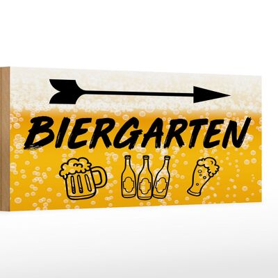 Holzschild 27x10cm Biergarten rechts Bier