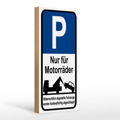 Letrero de madera aviso 10x27cm señal de parking solo para motos