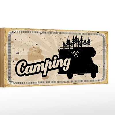 Cartello in legno retrò 27x10 cm camper da campeggio vintage