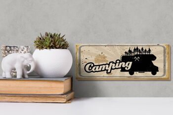 Panneau en bois rétro 27x10cm vintage camping camping-car 3