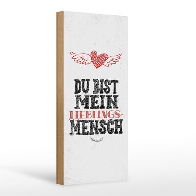 Holzschild Spruch Du bist Lieblingsmensch mein Engel 10x27cm