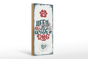 Panneau en bois La vie est meilleure avec un chien rouge 10x27cm 1