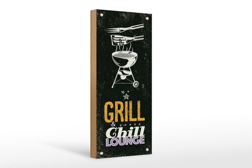 Holzschild Spruch Grill & Chill Lounge 5 Sterne 10x27cm
