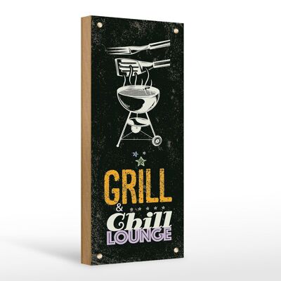 Cartello in legno con scritta Grill & Chill Lounge 5 stelle 10x27 cm