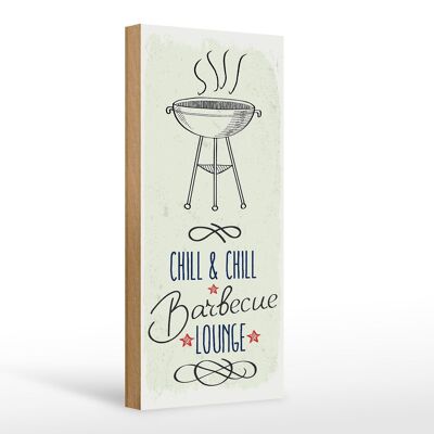 Cartel de madera que dice Chill & Chill Barbecue Lounge 10x27cm