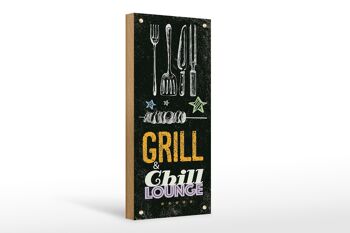 Panneau en bois indiquant Grill & Chill Meat Grilling 10x27cm 1