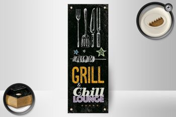 Panneau en bois indiquant Grill & Chill Meat Grilling 10x27cm 2