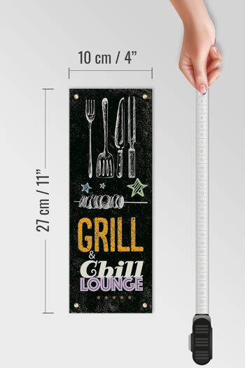 Panneau en bois indiquant Grill & Chill Meat Grilling 10x27cm 4