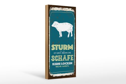 Holzschild Spruch Sturm wenn Schafe keine Locken 10x27cm