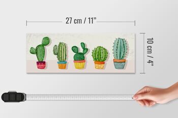 Panneau en bois disant 5 cactus pot de fleur cactus 27x10cm 4