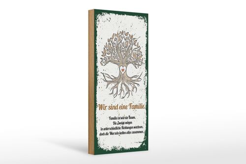 Holzschild Spruch Wir sind Familie alles zusammen 10x27cm