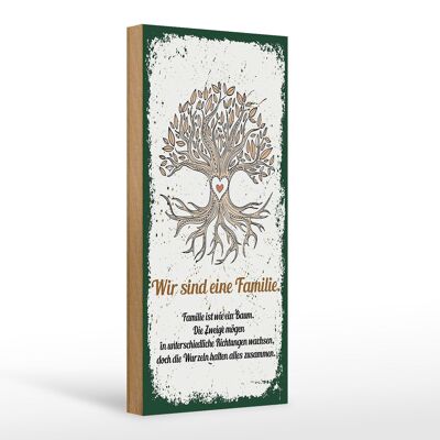 Holzschild Spruch Wir sind Familie alles zusammen 10x27cm