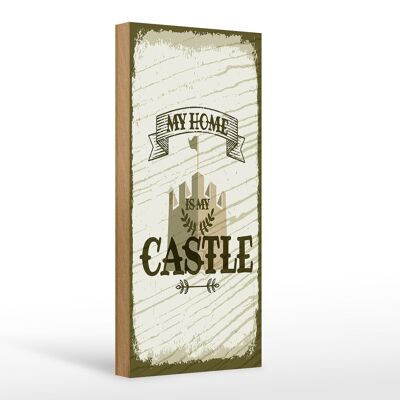 Cartello in legno con scritta La mia casa è il mio castello 10x27 cm