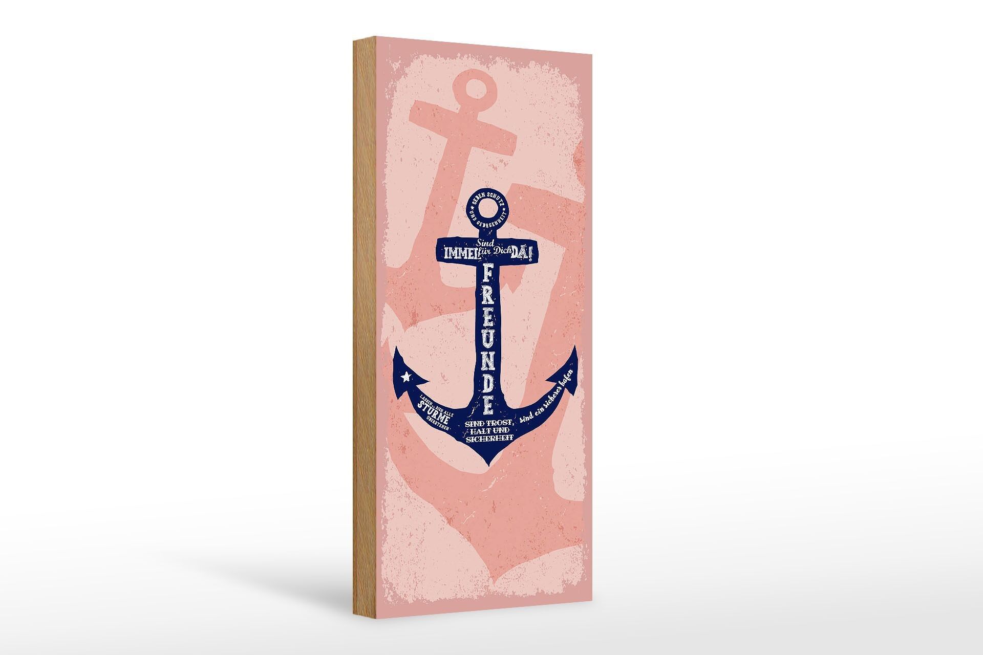 Cartello in legno con scritta "Gli amici, le ancore sono sempre lì" 10x27 cm