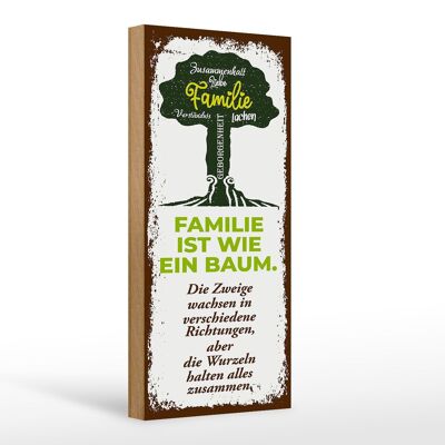 Cartel de madera que dice La familia es como un árbol 10x27cm