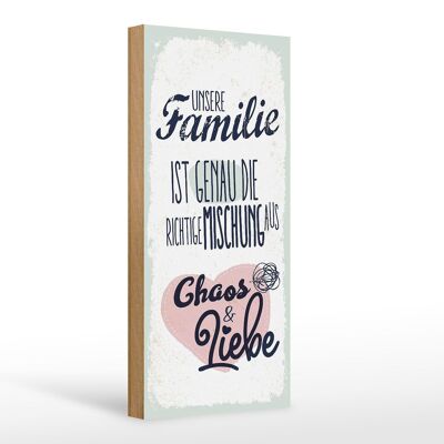 Cartello in legno con scritta Our Family Chaos Love Heart 10x27 cm