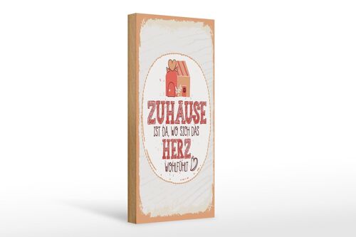 Holzschild Spruch Zuhause da wo Herz wohlfühlt 10x27cm