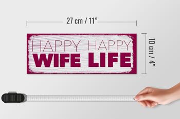 Panneau en bois disant Mme Happy Wife Happy Life 27x10cm 4