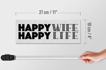 Panneau en bois disant Mme Happy Wife Happy Life 27x10cm panneau blanc 4