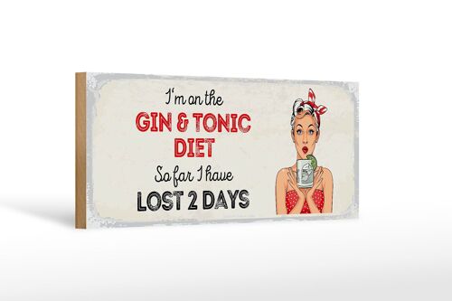 Holzschild Spruch I`m on the Gin & Tonic Diet rot 27x10cm