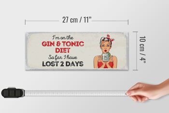 Panneau en bois disant Je suis au régime Gin & Tonic rouge 27x10cm 4