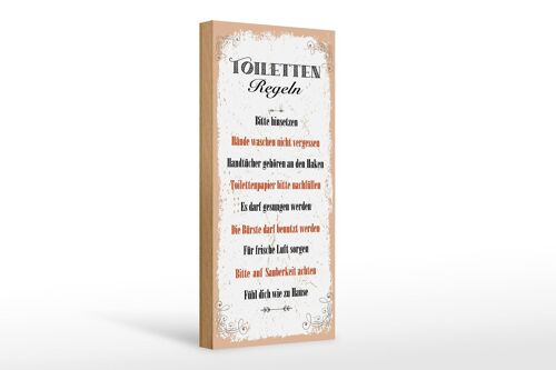 Holzschild Spruch Toiletten Regeln darf gesungen 10x27cm