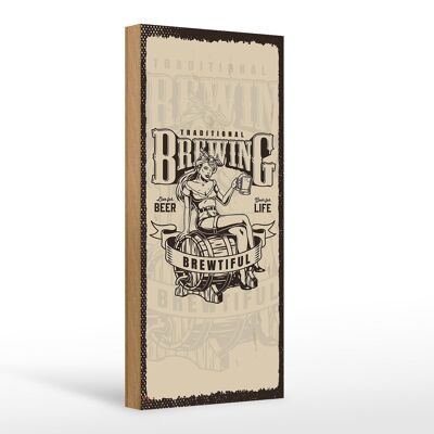Cartello in legno con scritta "Birra tradizionale viva per la birra" 10x27 cm