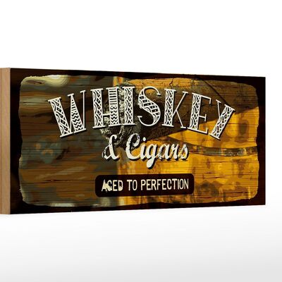 Holzschild Spruch Whiskey & Cigars aced to perfection 27x10cm
