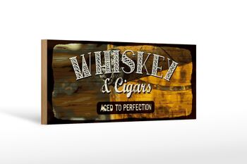 Panneau en bois indiquant Whisky & Cigars à la perfection 27x10cm 1