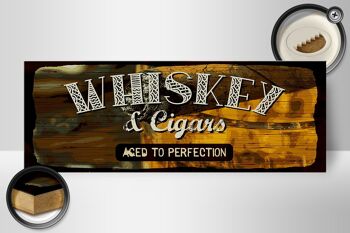 Panneau en bois indiquant Whisky & Cigars à la perfection 27x10cm 2