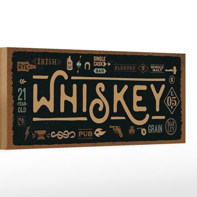 Cartello in legno con scritta Whisky blended Irish pub 27x10 cm