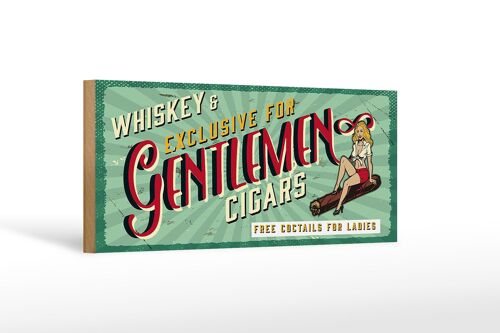 Holzschild Spruch Pinup Exlusive Gentleman Whiskey 27x10cm