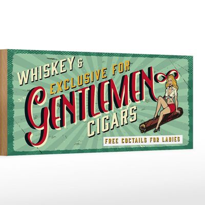 Cartel de madera que dice Pinup Exclusive Gentleman Whiskey 27x10cm