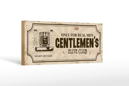 Holzschild Spruch Whiskey Cigars elite club real men 27x10cm