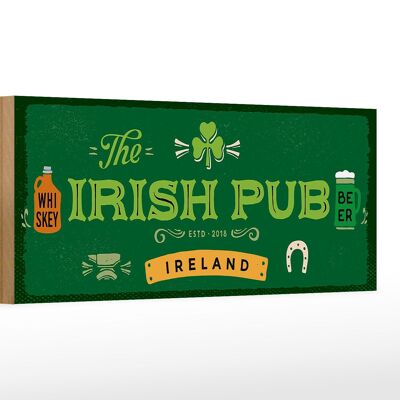 Cartello in legno con scritta "Irlanda Irish Pub Whisky Birra" 27x10 cm